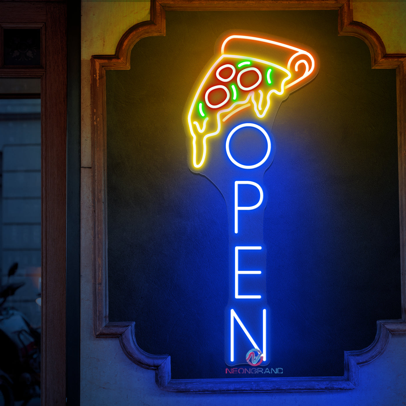 Pizza Open Neon Sign Vertical Storefront LED Light