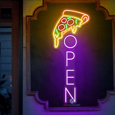 Pizza Open Neon Sign Vertical Storefront LED Light