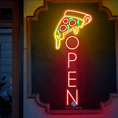 Pizza Open Neon Sign Vertical Storefront LED Light