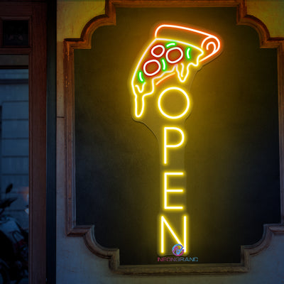 Pizza Open Neon Sign Vertical Storefront LED Light