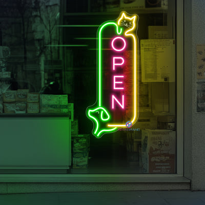 Vertical Pet Shop Open Sign Storefront LED Light For Business