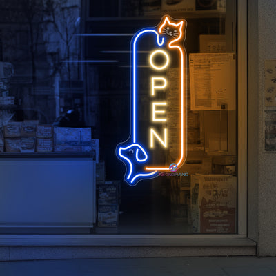 Vertical Pet Shop Open Sign Storefront LED Light For Business
