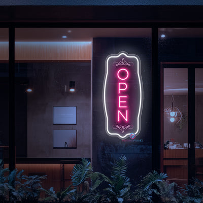 Vertical Vintage Open Neon Sign Storefront LED Light