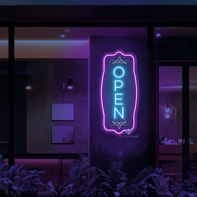 Vertical Vintage Open Neon Sign Storefront LED Light