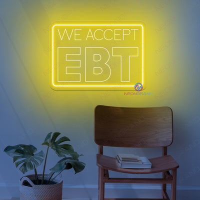 We Accept EBT Neon Sign Engraved Led Light