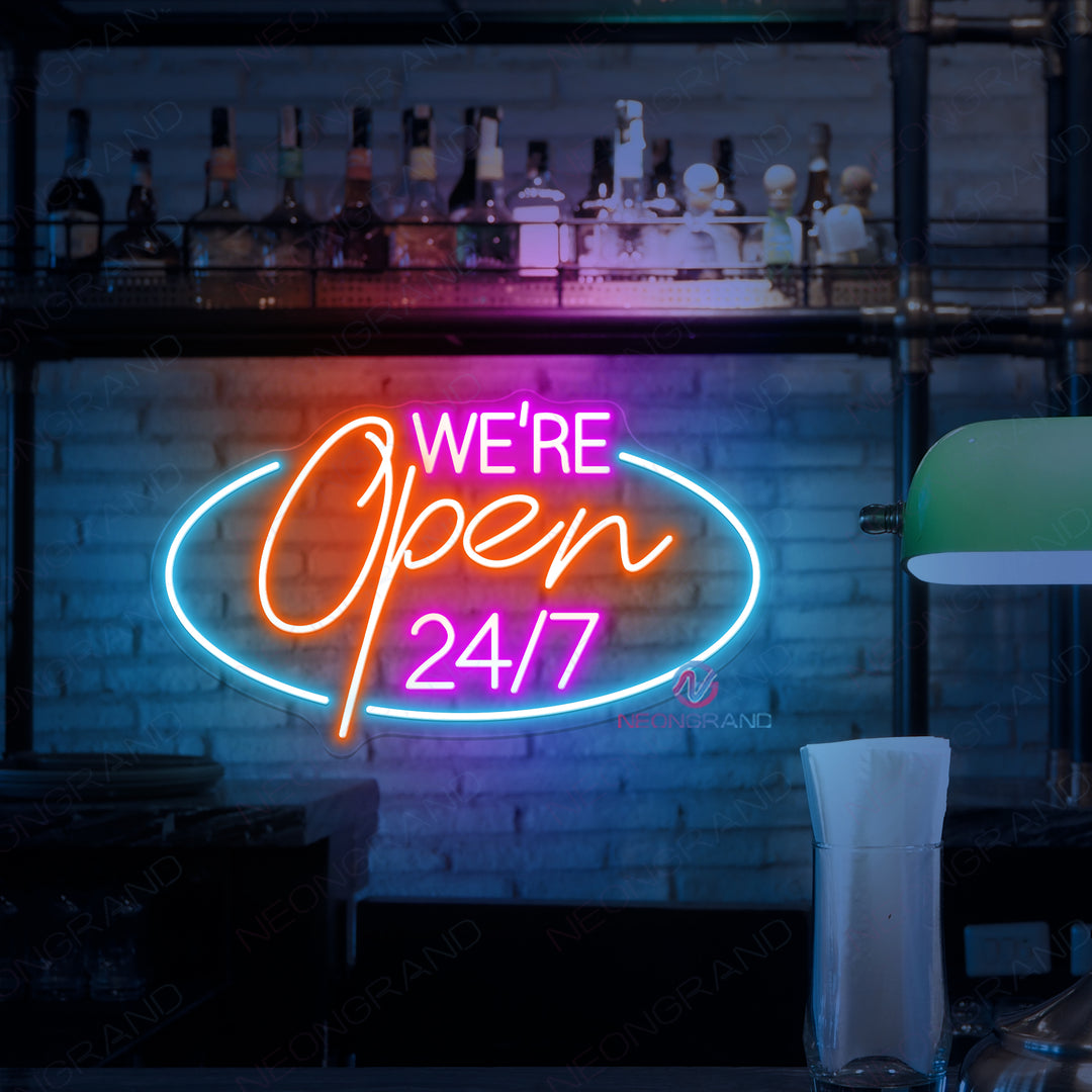 Neon Sign Open Led Light, We're Open 24/7 Neon Signs - NeonGrand