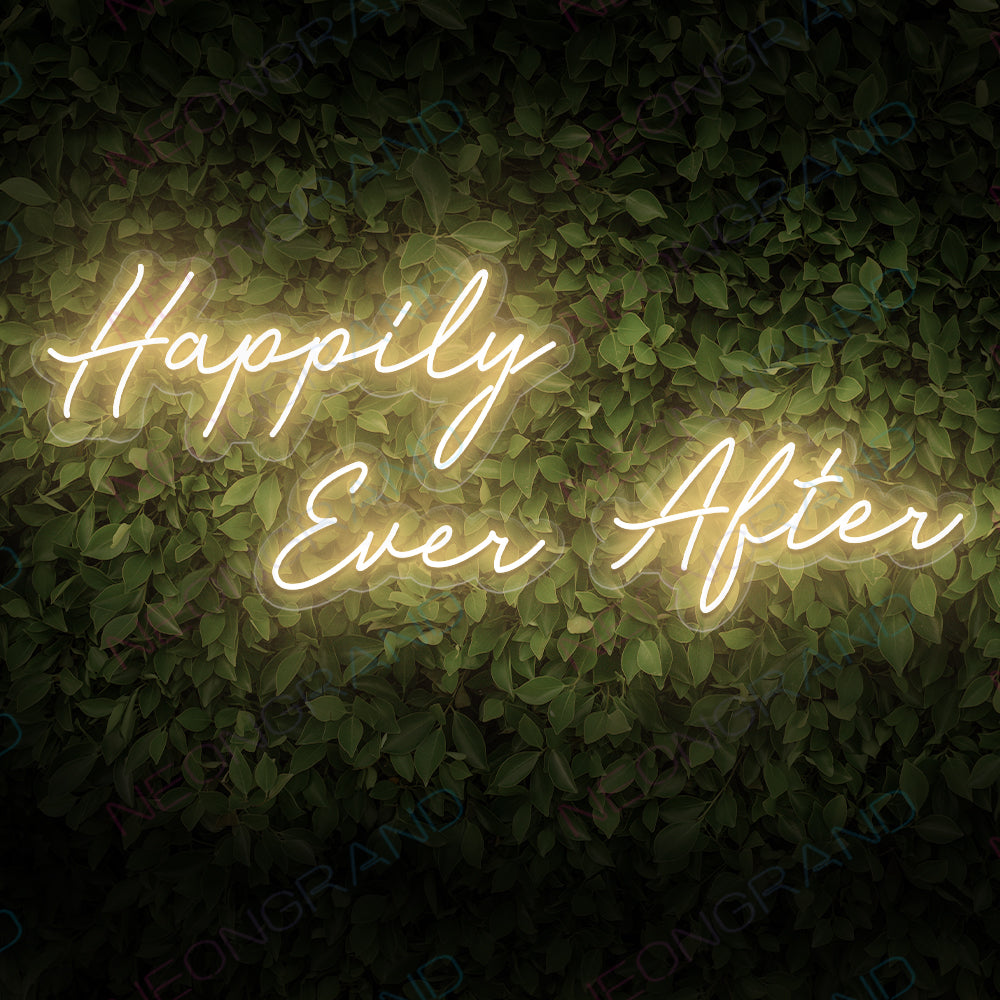 Happily Ever After Neon Sign Love Wedding Led Light yellow