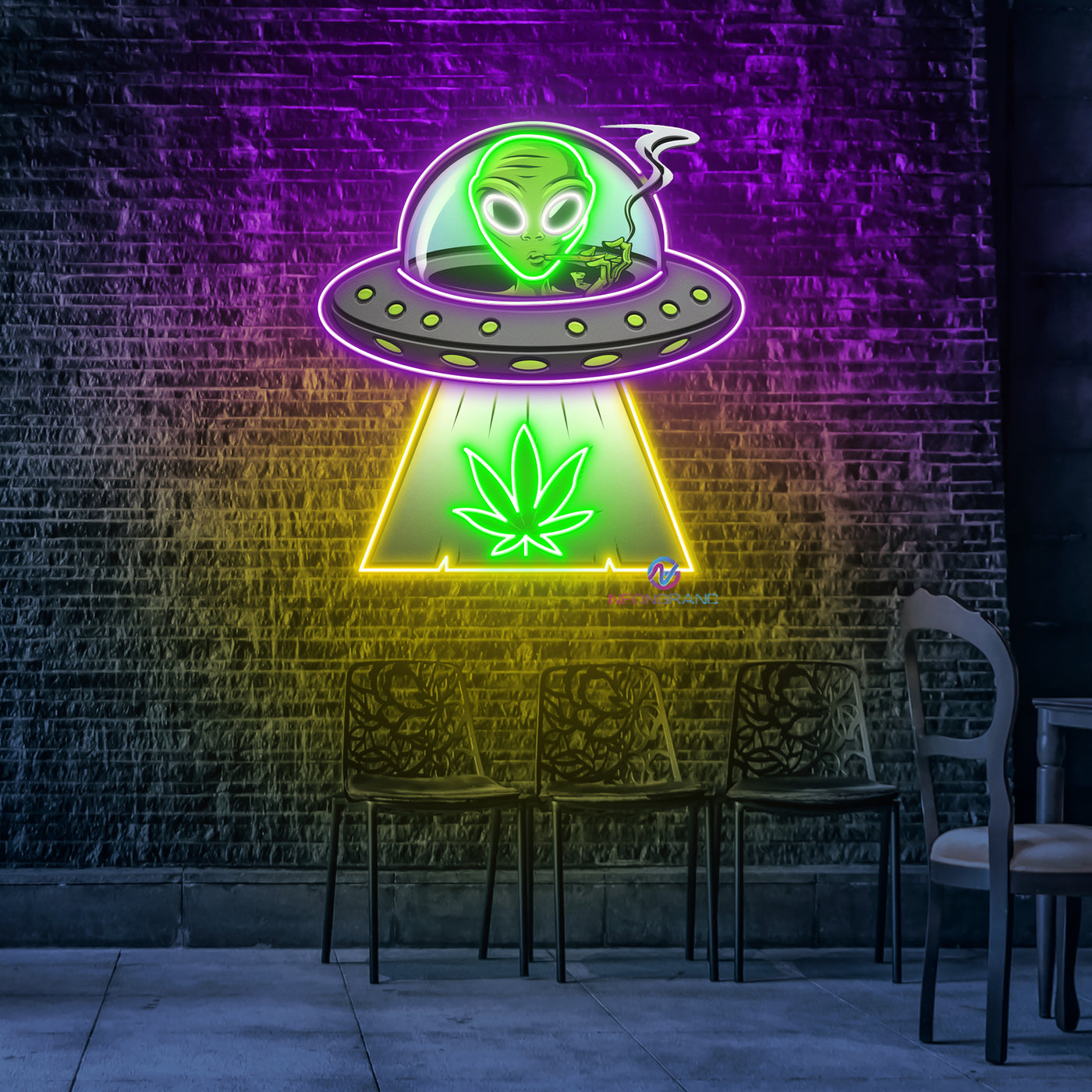 Weed Neon Sign UFO Alien UV-Printing LED Light