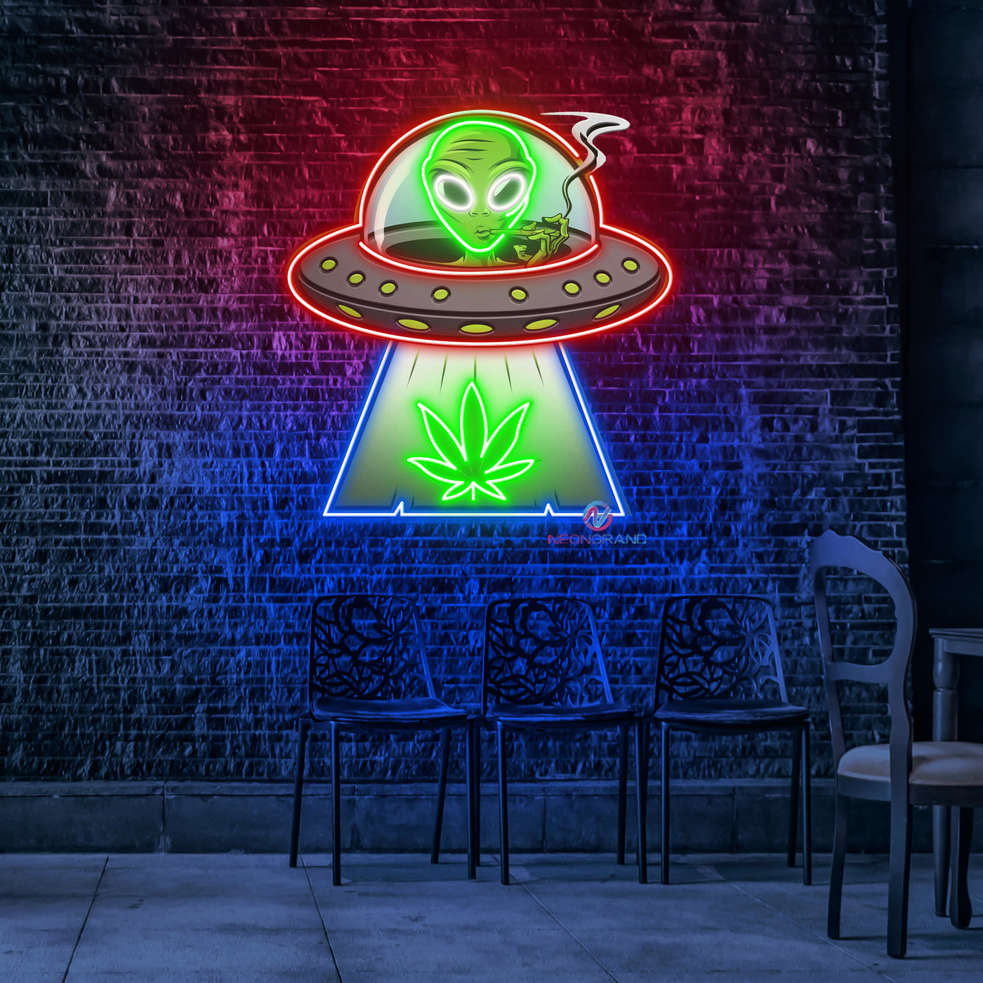 Weed Neon Sign UFO Alien UV-Printing LED Light