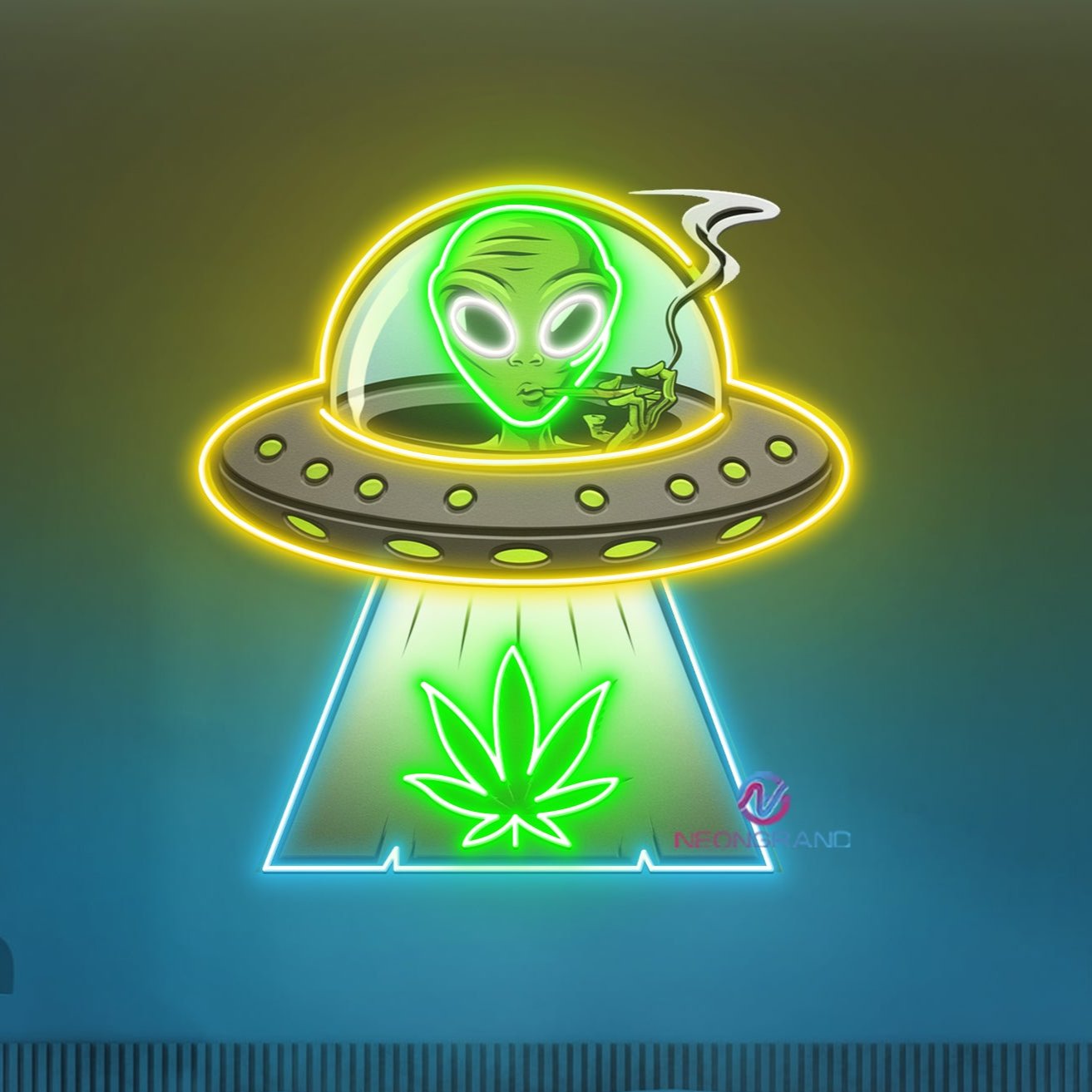 Weed Neon Sign UFO Alien LED Light