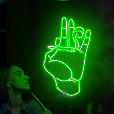 Neon Weed Sign Smoking Hand Stoner Led Light