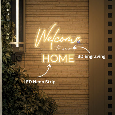 Welcome Home Neon Sign 3D Engraving LED Light