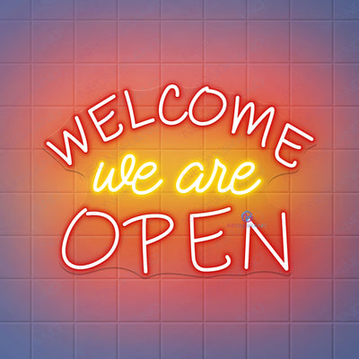 Welcome We Are Open Neon Sign Business Led Light