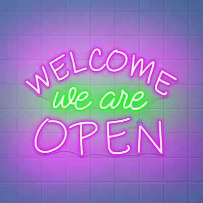 Open Neon Sign Welcome We Are Open Business Led Light