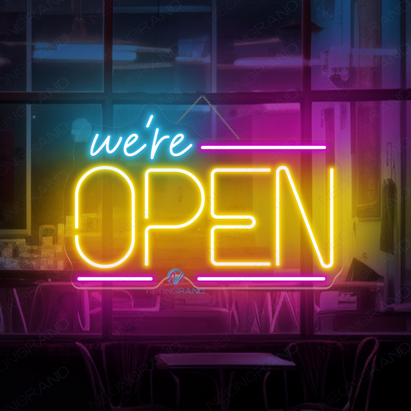 We're Open Neon Sign Storefront Led Light