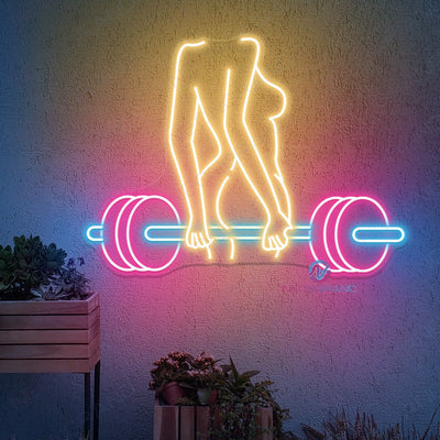 Neon Woman Barbell Sign Led Light