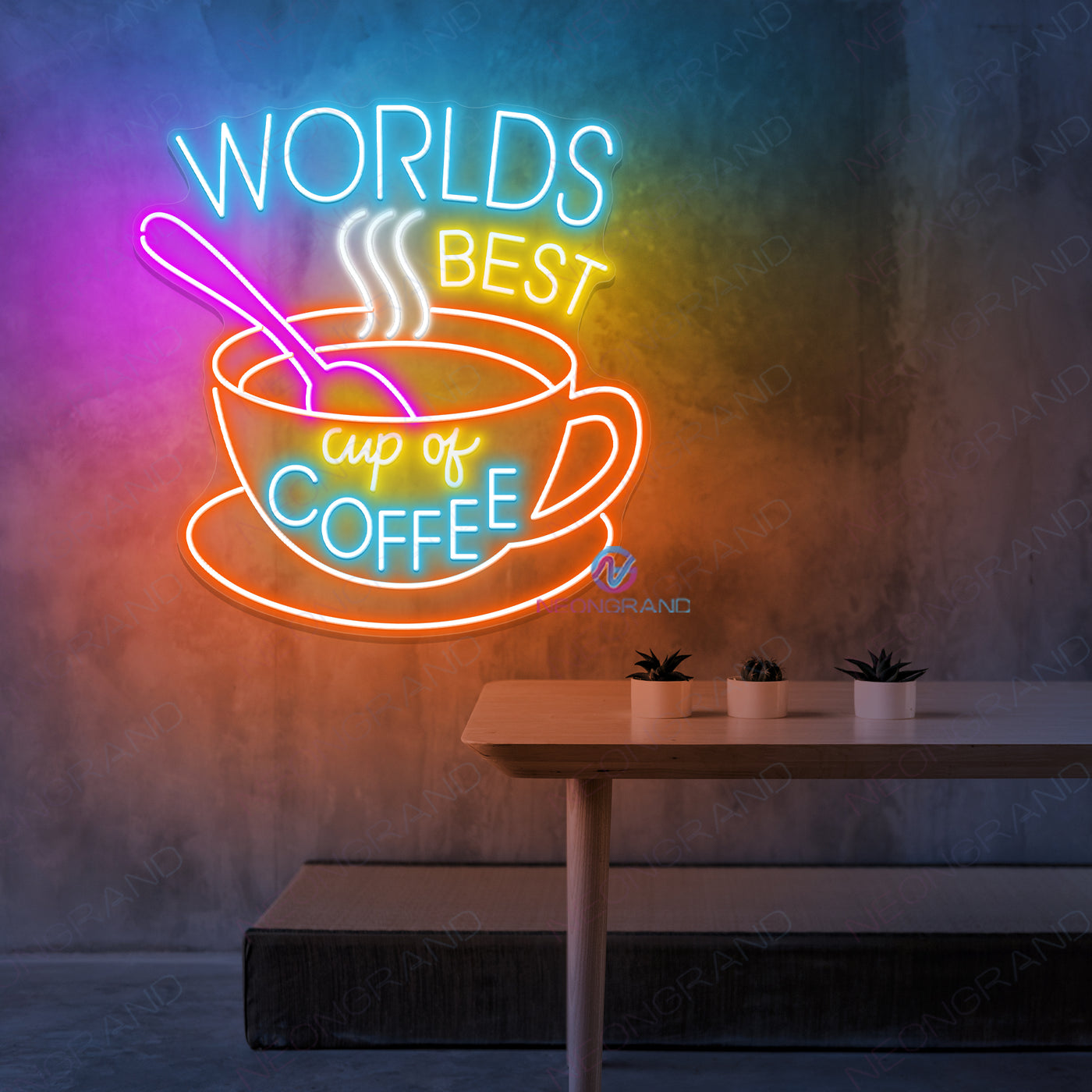 Worlds Best Cup of Coffee Neon Sign Led Light