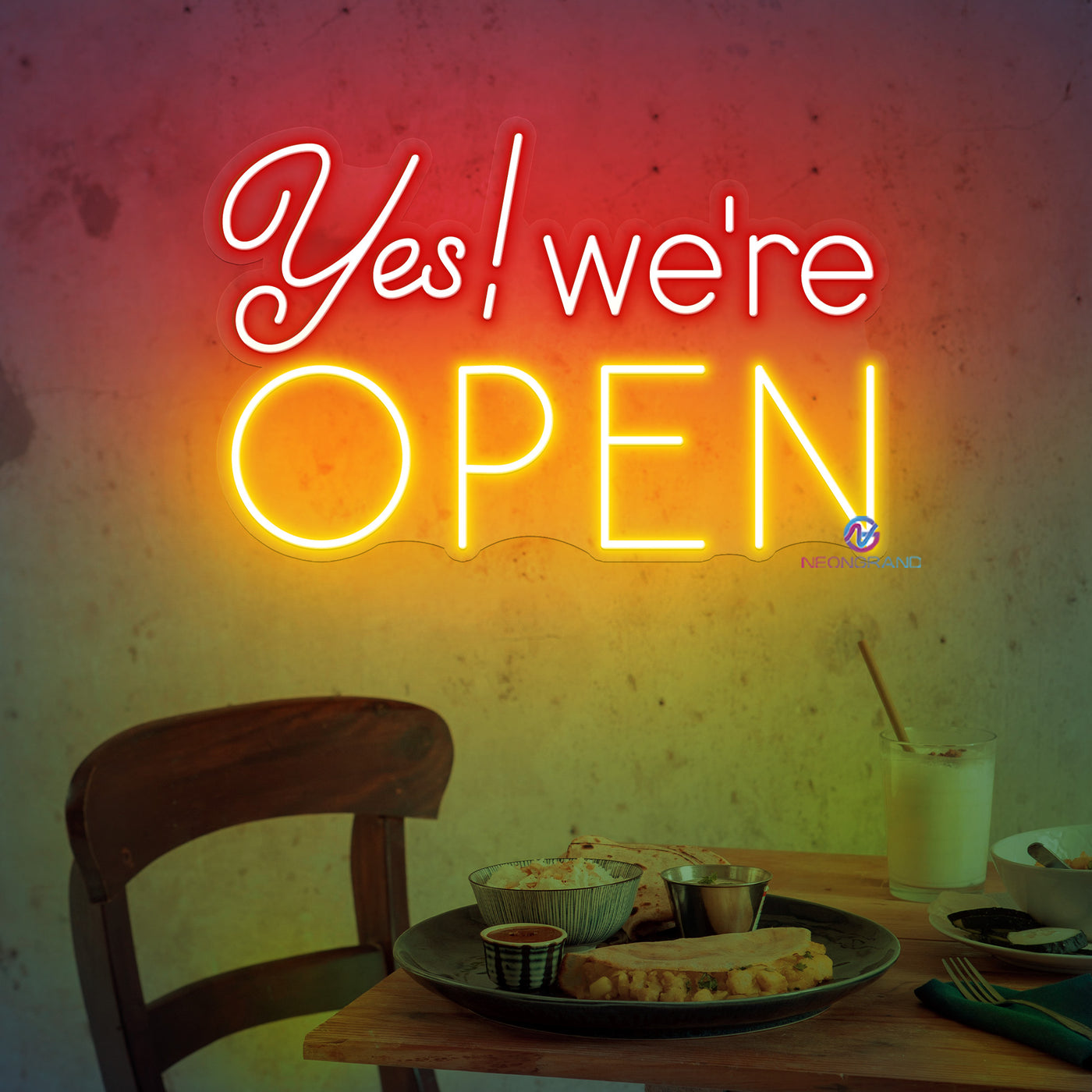 Yes We're Open Neon Sign Business Led Light