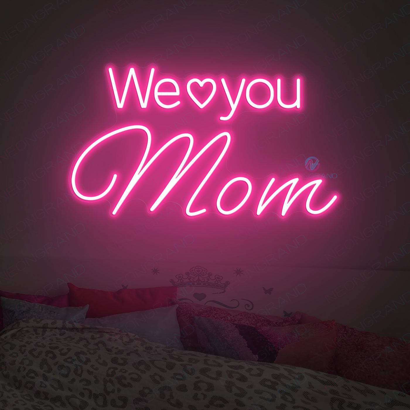 We Love You Mom Neon Sign Led Light pink