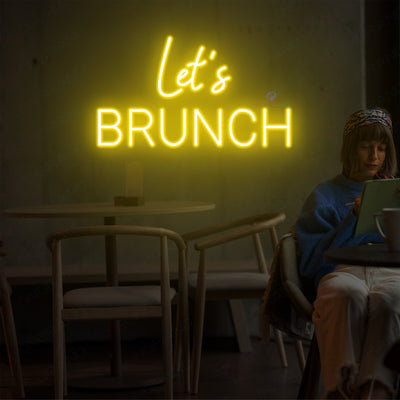 Let's Brunch Neon Sign Coffee Led Light  yellow