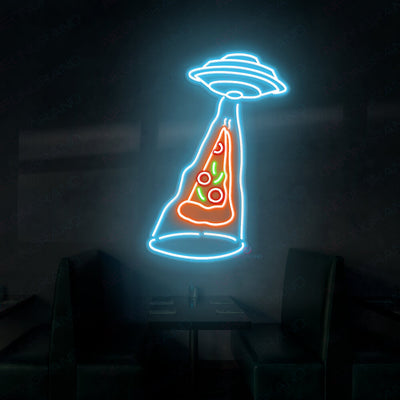 Neon Pizza Sign Pizza Space Food Led Light sky blue