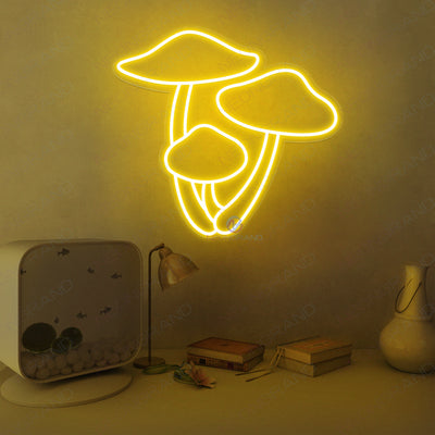 Three Mushroom Neon Light  Aesthetic Led Sign yellow