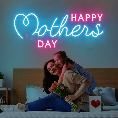 Happy Mother's Day Neon Mom Sign Led Light sky blue