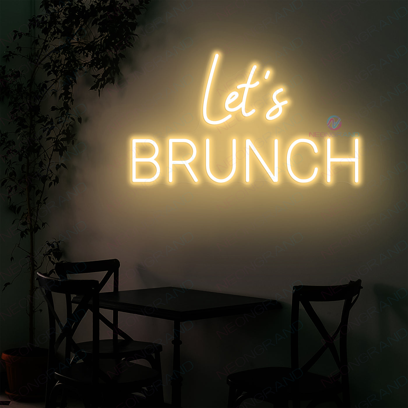 Let's Brunch Neon Sign Coffee Led Light light yellow