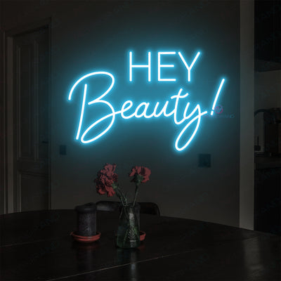 Hey Beauty Neon Sign Led Light Man Cave Neon Signs sky blue