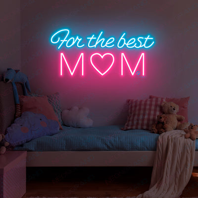 For The Best Mom Neon Sign Led Light sky blue