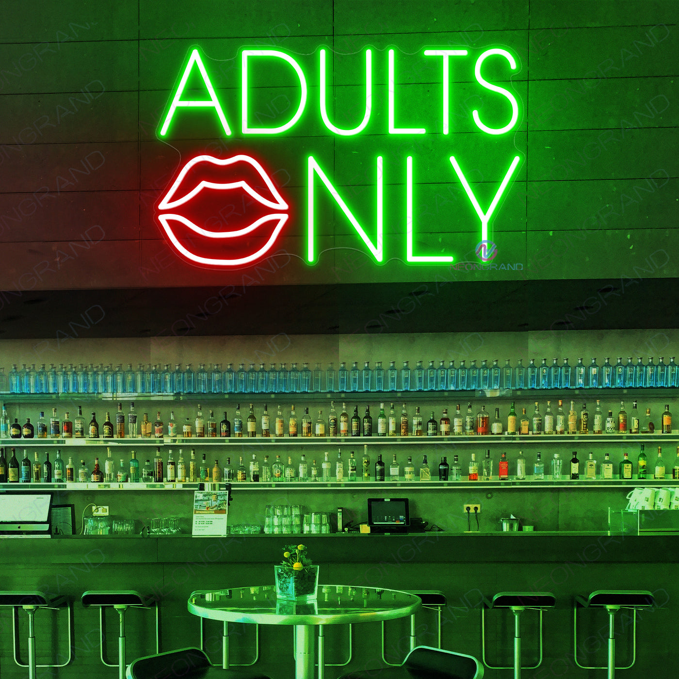 Adults Only Neon Sign Bar Led Light green