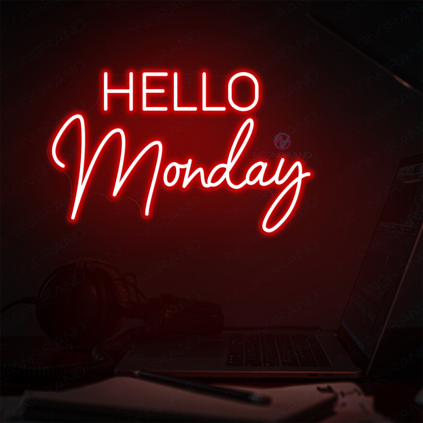 Monday Neon Sign Hello Monday Led Light red