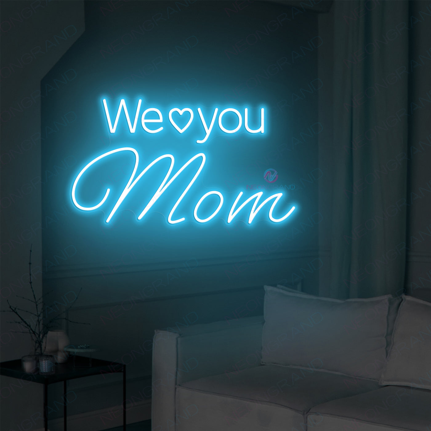 We Love You Mom Neon Sign Led Light light blue