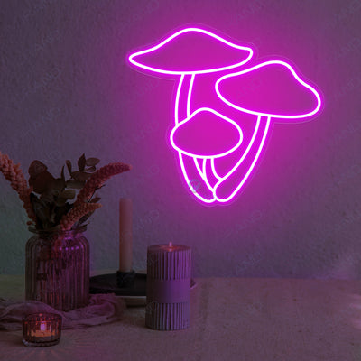 Three Mushroom Neon Light  Aesthetic Led Sign violet