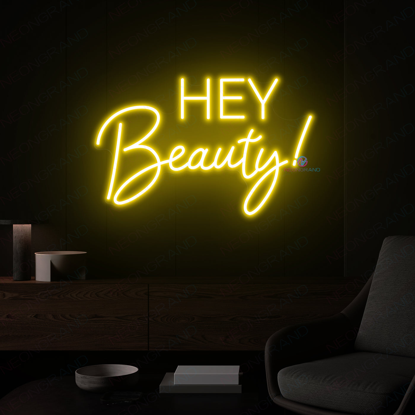 Hey Beauty Neon Sign Led Light Man Cave Neon Signs yellow