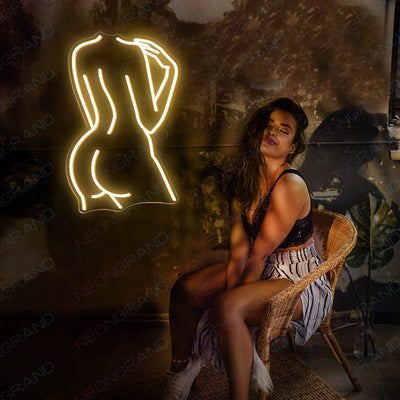 Aesthetic Female Body Neon Sign Sexy Girl Led Light gold yellow