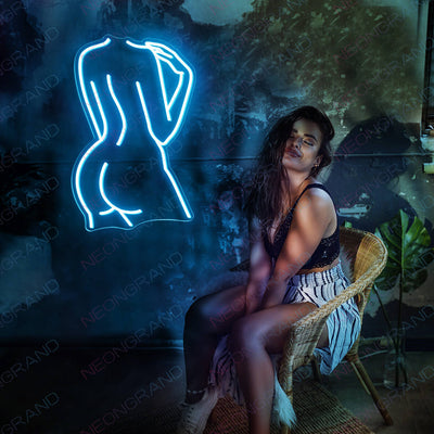 Aesthetic Female Body Neon Sign Sexy Girl Led Light light blue