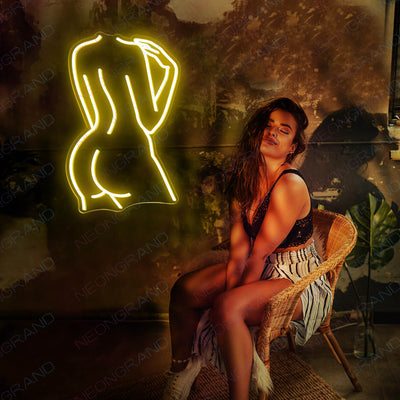 Aesthetic Female Body Neon Sign Sexy Girl Led Light yellow