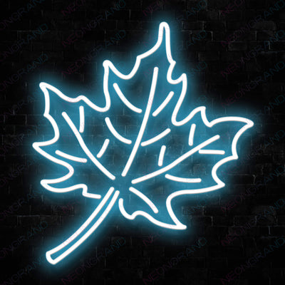 Aesthetic Neon Leaves Sign Led Light light blue