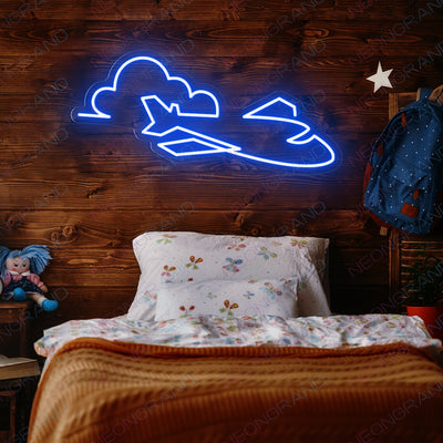 Airplane Neon Sign Aviation Led Light blue