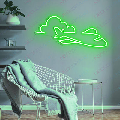 Airplane Neon Sign Aviation Led Light green