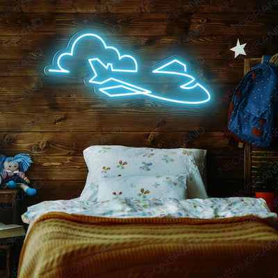 Airplane Neon Sign Aviation Led Light light blue