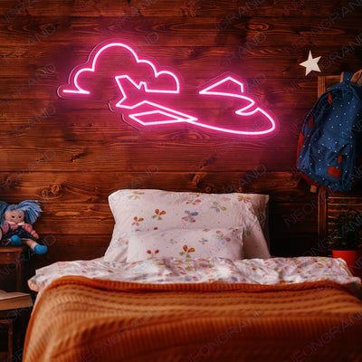 Airplane Neon Sign Aviation Led Light pink