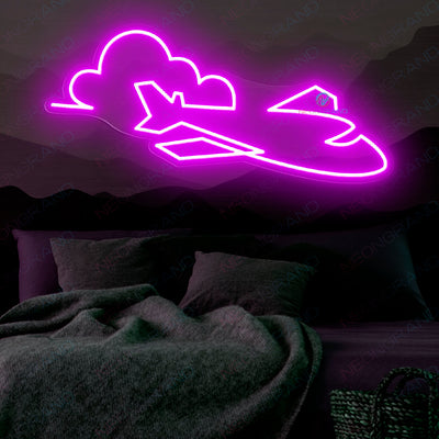 Airplane Neon Sign Aviation Led Light purple wm