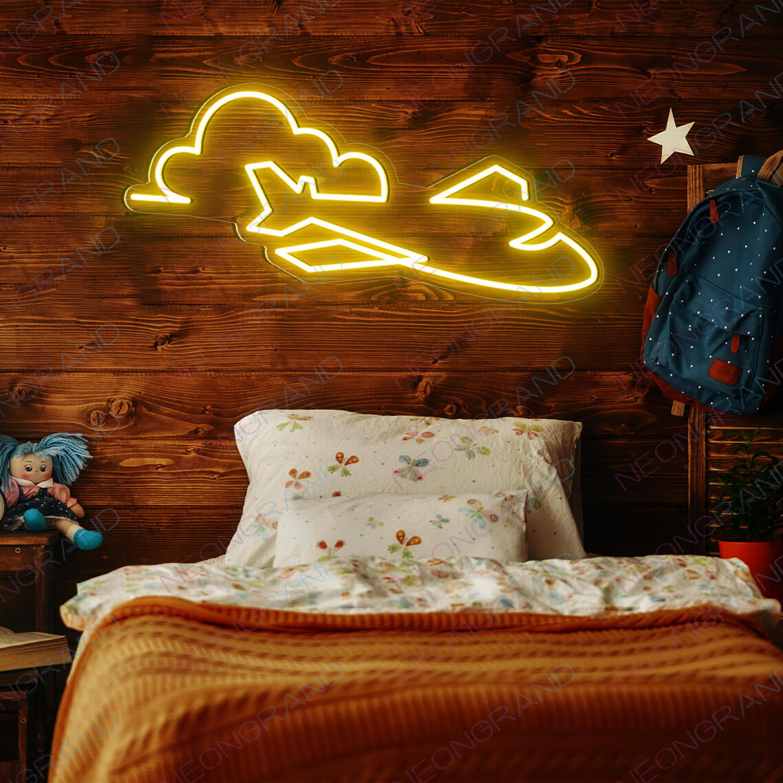 Airplane Neon Sign Aviation Led Light yellow
