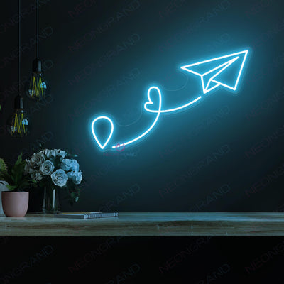 Airplane Neon Sign Aviation Neon Signs Led Light sky blue