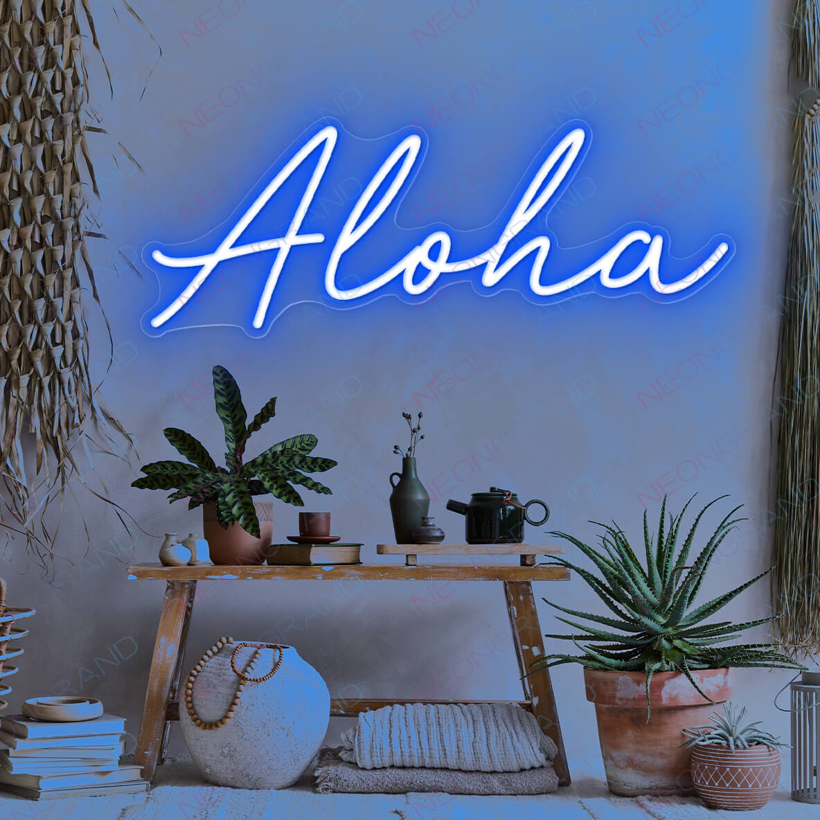 Aloha Neon Sign Led Light blue