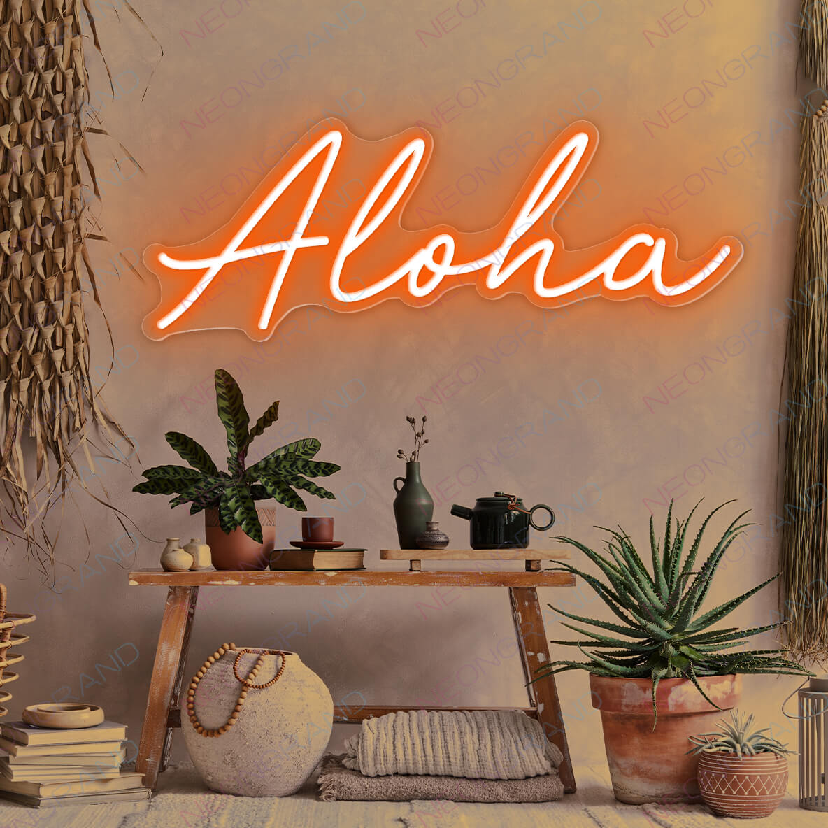 Aloha Neon Sign Led Light orange
