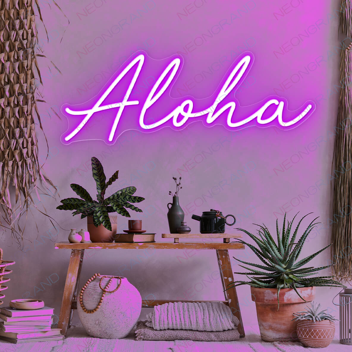 Aloha Neon Sign Led Light purple