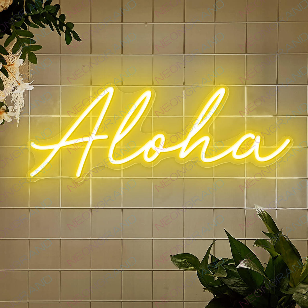 Fun Bright Blue Aloha LED Night Light Sign sale Room Wall Decoration